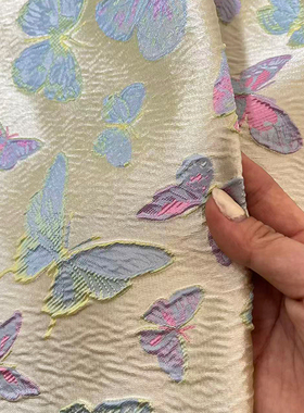 浮雕蝴蝶新中式马甲汉服桌旗布料
