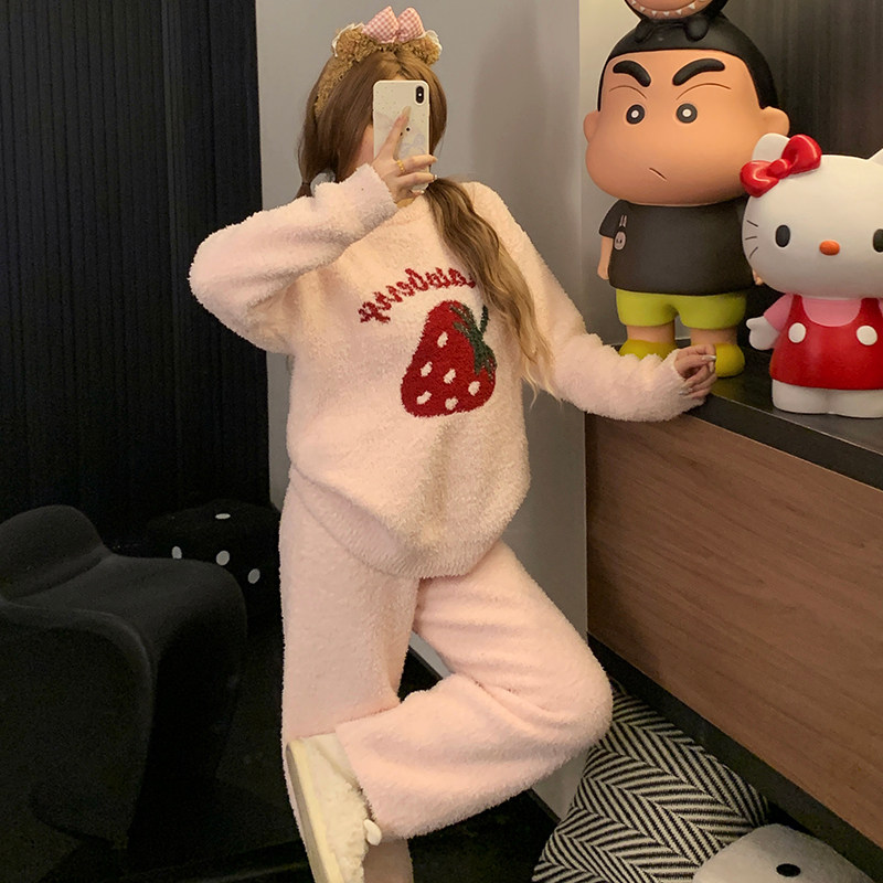 半边绒睡衣女冬季2025新款加绒加厚可外穿法兰绒保暖居家服女套装,淘宝优惠券,粉丝福利购,淘宝优惠卷