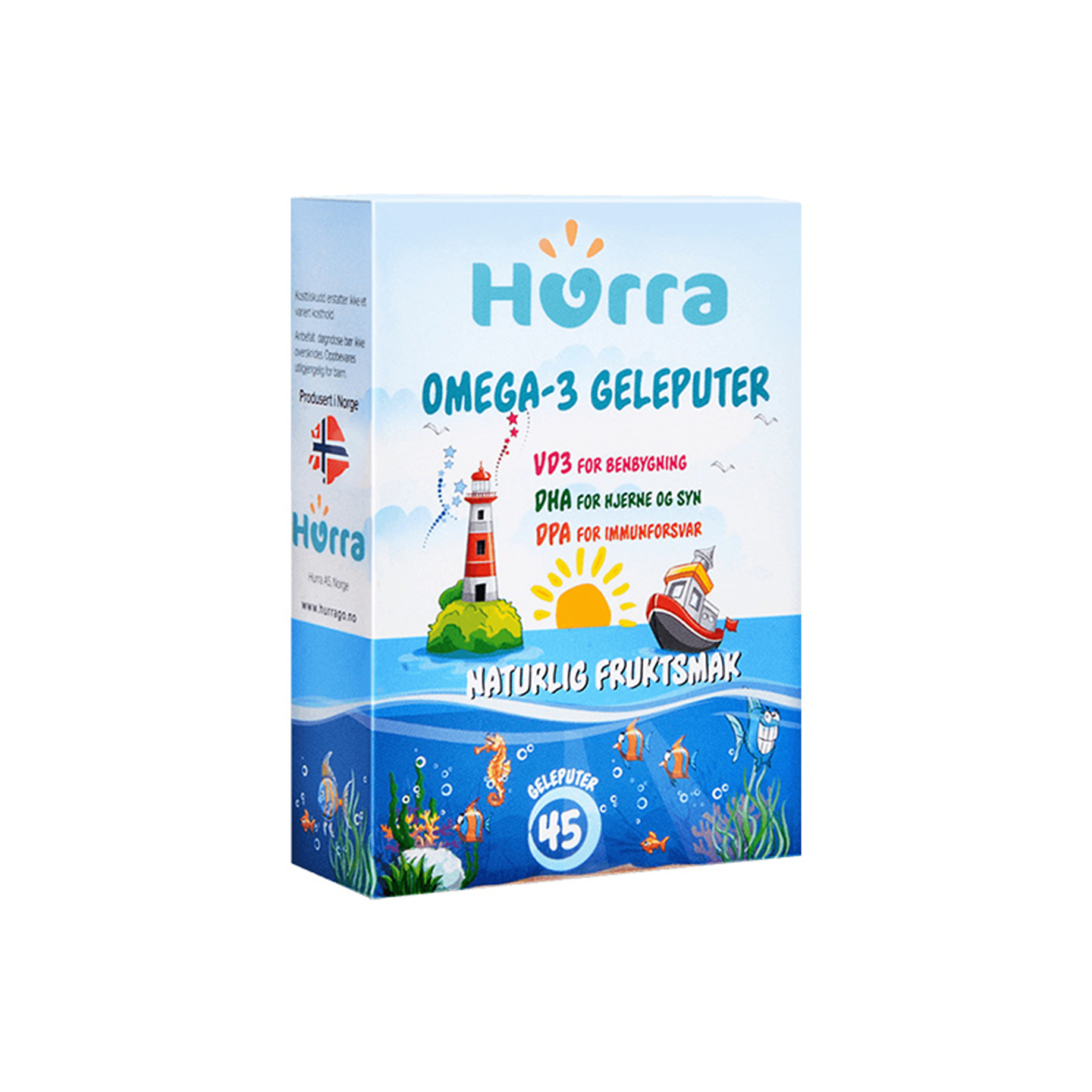 Hurra Norway imported children's DHA fish oil vitamin D chewable jelly gummies nutritional supplements 45 capsules