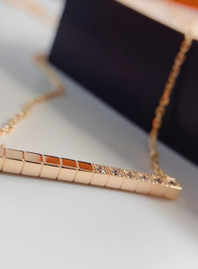 冰块带钻纯银项链钻石锁骨链冷淡风几何图案首饰朱一龙同款毛衣链