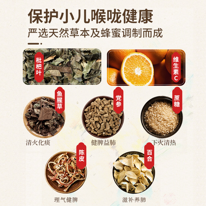 万宁京都念慈庵菴儿童枇杷蜜120g/瓶 维生素C清润枇杷膏糖浆