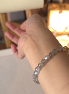 原创「桂影」天然灰月光石手串桂花锆石配饰清冷细款水晶手链女