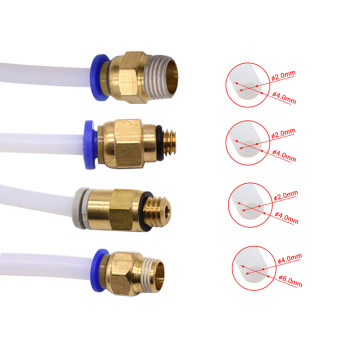 ອຸປະກອນເສີມເຄື່ອງພິມ 3D ເຄື່ອງເຊື່ອມຕໍ່ pneumatic PC4-01 ເຊື່ອມຕໍ່ທໍ່ອາຫານຫ່າງໄກສອກຫຼີກ Quick plug M6 thread