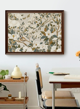 闲庭芳羽】美式卧室装饰画法式中古风床头画餐厅斗柜挂画花鸟壁画