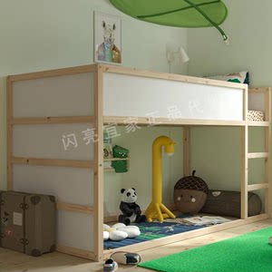 宜家代购库拉两用床现代简约白色松木牢固儿童上下床小户型高架床