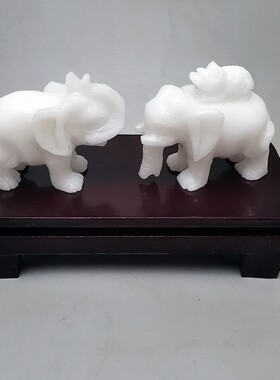 象运亨通石雕摆件2026年马年正北方位吉祥物摆设一对