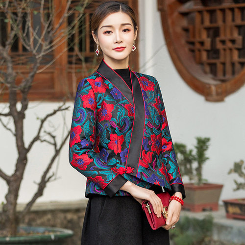 华族经典改良唐装上衣女夹棉加厚中式复古日常修身旗袍小外套马甲 - 图1