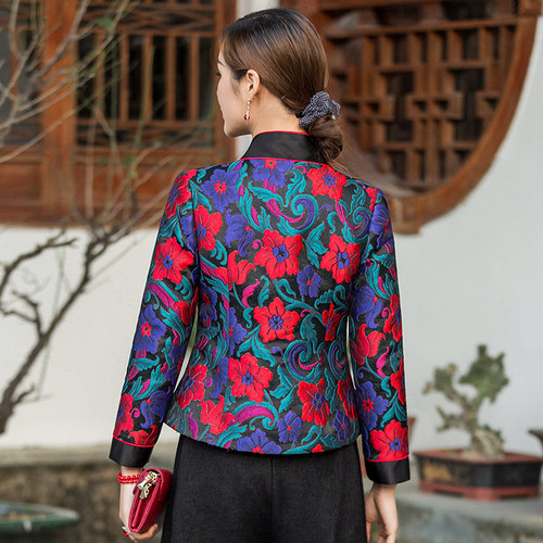 华族经典改良唐装上衣女夹棉加厚中式复古日常修身旗袍小外套马甲 - 图2