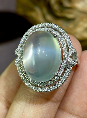 天然月光猫眼戒指925银镶嵌时尚百搭大气送女友闺蜜