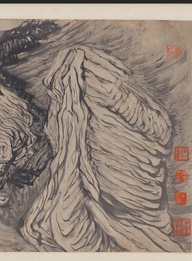 清 石涛-奇峰怪石图 名家山水国画真迹微喷复制学习临摹画稿装饰