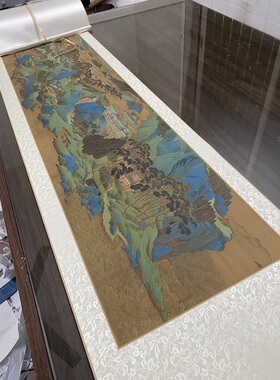 仇英山水画子虚上林图赋高清宣纸绢布复古微喷绘客厅装饰挂画临摹