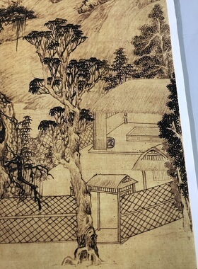 文徵明携琴访友图仿古画真迹