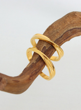 法式浪漫几何素圈简约时尚上班族通勤款不掉色戒指批发流行饰品