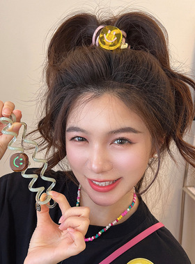 可爱笑脸ins韩系夏季电话绳发圈不伤发橡皮筋女扎头发绳高弹耐用