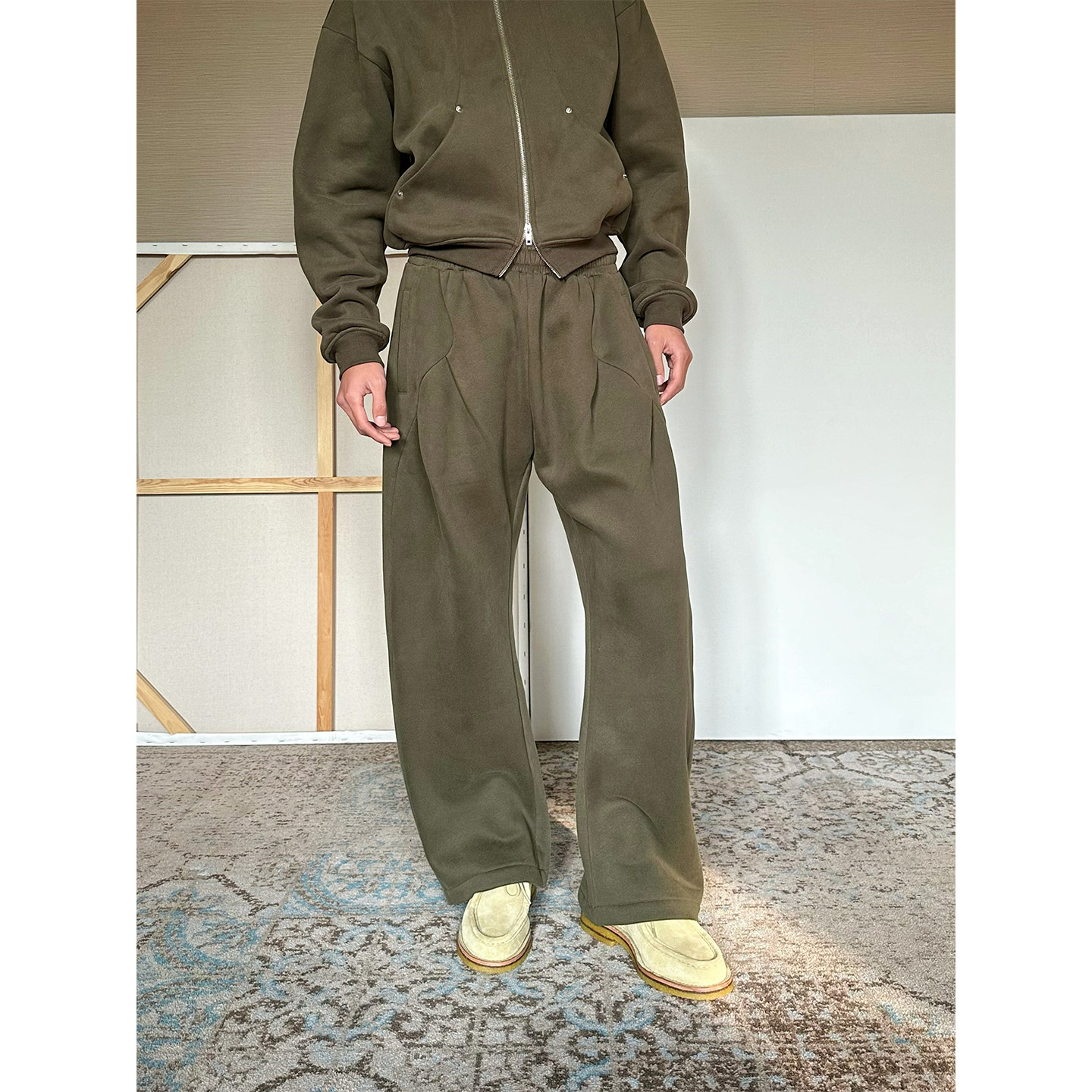 TRENDYWU 美式复古“格林”拼接加绒400克棉弯刀卫衣裤运动套装,淘宝优惠券,粉丝福利购,淘宝优惠卷