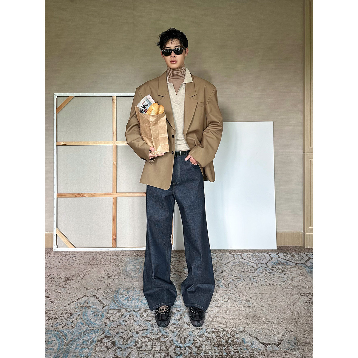 TRENDYWU 法式静奢“琥珀”挺括垫肩宽松抗皱休闲OV西服外套,淘宝优惠券,粉丝福利购,淘宝优惠卷