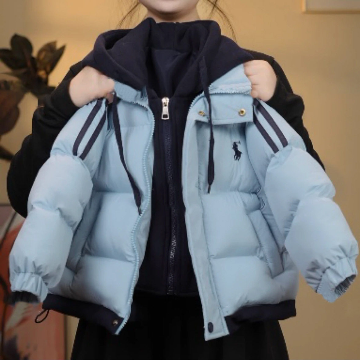 2025新款冬装羽绒棉服男童中大童儿童短款潮流加厚面包服假两件潮,淘宝优惠券,粉丝福利购,淘宝优惠卷