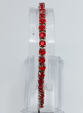 铜镀白金红玛瑙彩宝手链手串