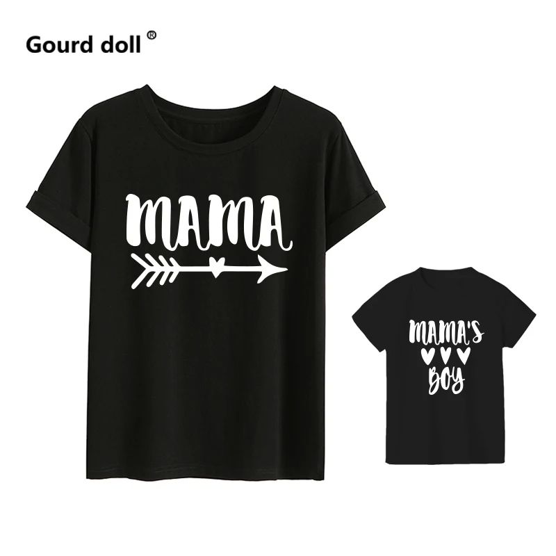 Fashion family matching short t shirt mommy and girl son let - 图3