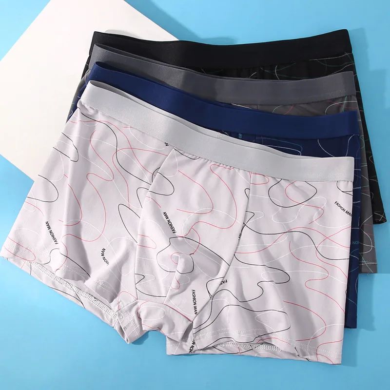 4pcs/lot Man Boxers Printed Underpants U Convex Panties Male - 图2