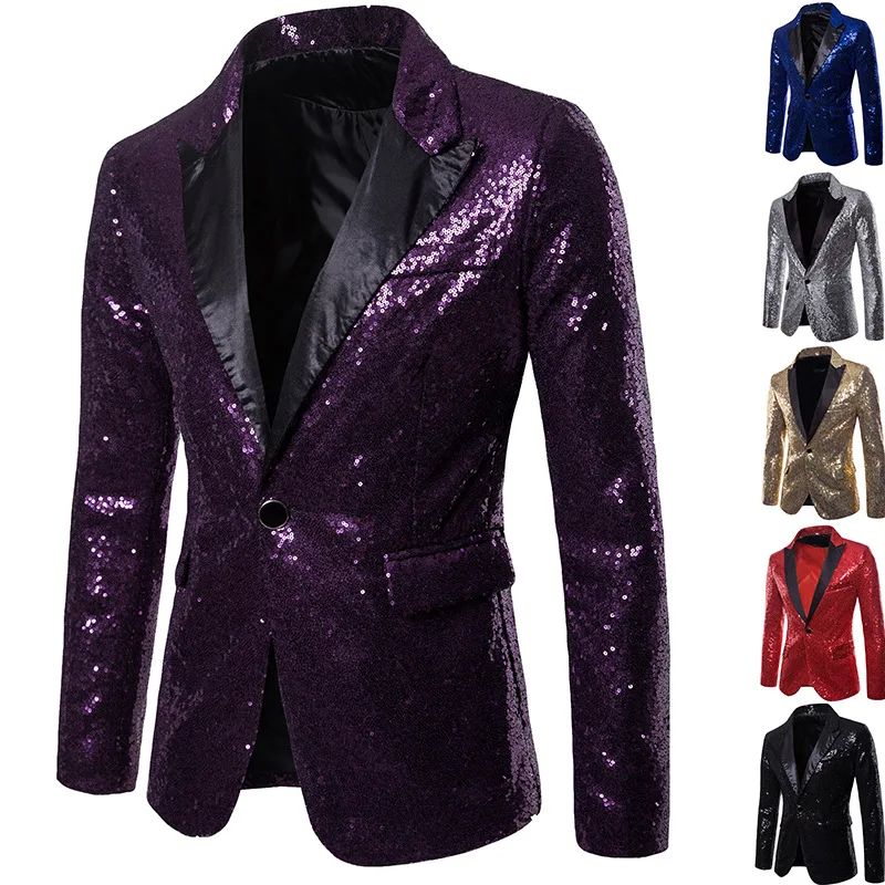 Men Blazer Banquet Wedding Blazer Party Blazer Bar Night Clu-图2