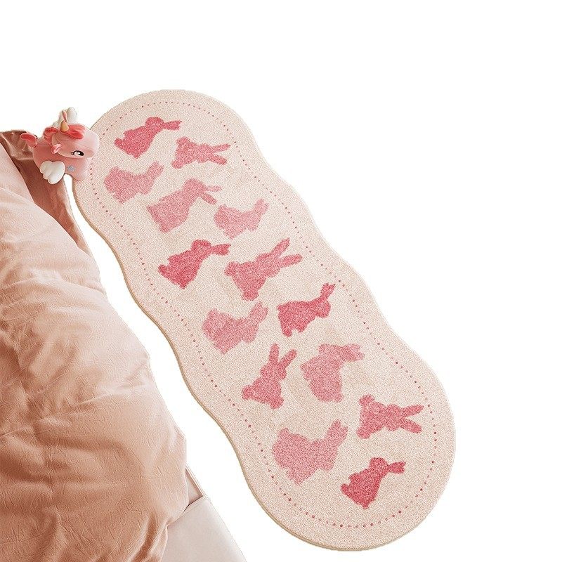 卡通粉色兔子床边毯卧室仿羊绒地垫心女孩房间床前毛绒地毯,淘宝优惠券,粉丝福利购,淘宝优惠卷