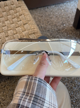 无框连体墨镜女未来感个性辣妹浅灰色防风骑行防紫外线太阳镜男款