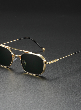 2025新款时尚复古方框墨镜网红打卡拍照遮阳防晒太阳镜黑色遮阳镜