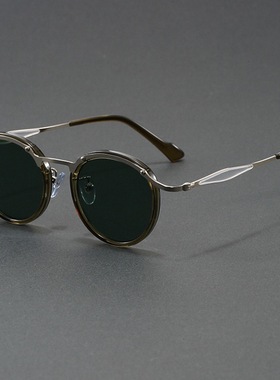 2025新款高级感小众磨砂黑玳瑁色圆框眼镜日系纯钛复古大脸镜架