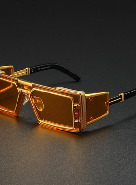 2025新款欧美时尚太阳镜男款高级感时尚走秀墨镜科技感女眼镜厚重