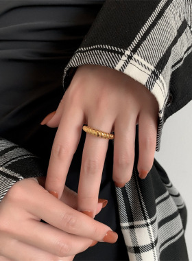 大码欧美简约钛钢胖人戒指女