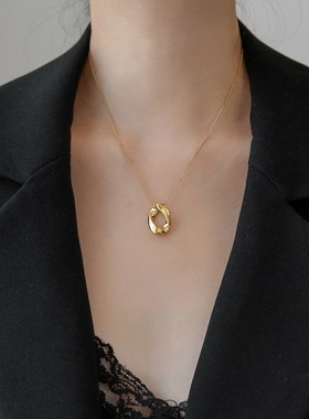 韩版简约钛钢锁链女几何椭圆形