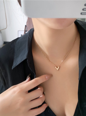 加长冷淡风字母欧美大码锁骨链