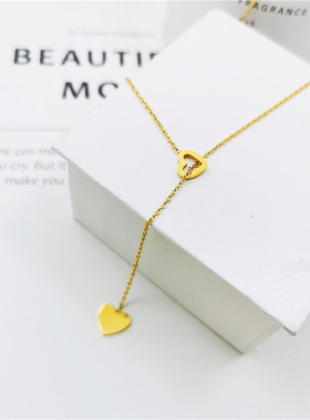 ins加长大码爱心锁骨链高级感