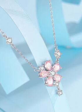 桃花朵朵项链女925纯银礼物