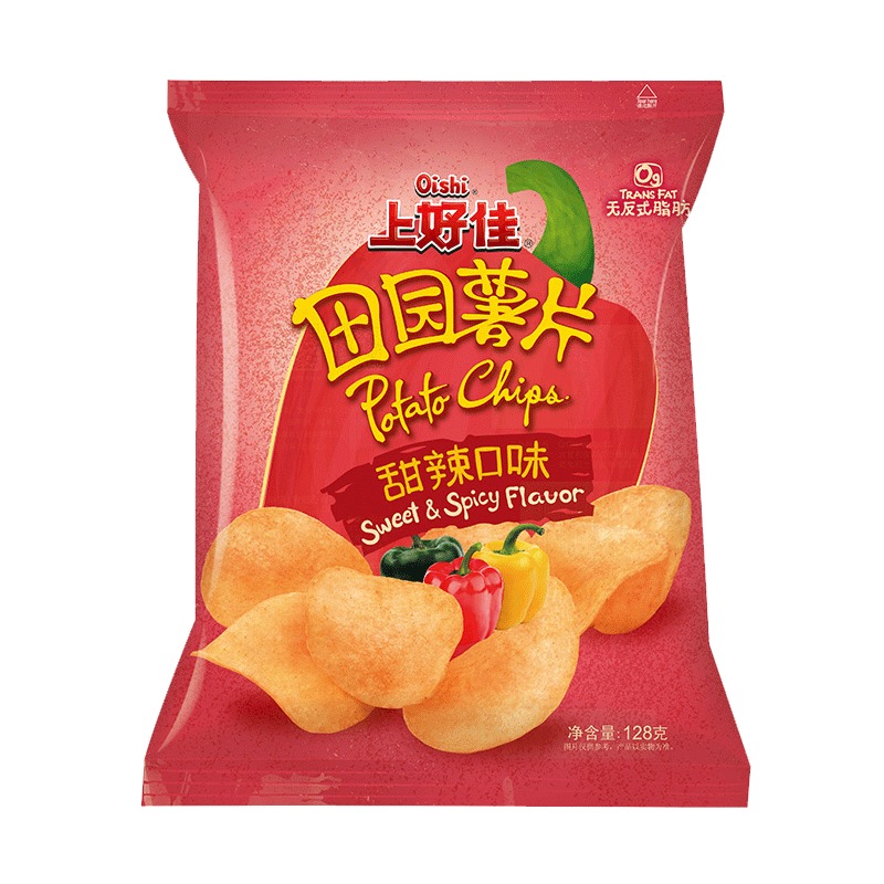 上好佳田园薯片128g*12包经典原味番茄味烤肉味零食小吃休闲食品 - 图1