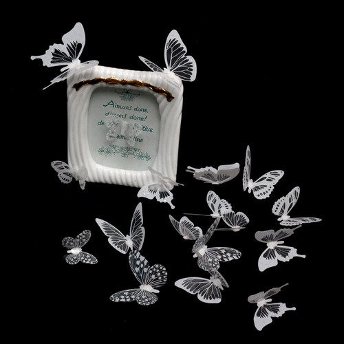 PVC立体彩色仿真蝴蝶玫瑰花束装饰diy手工配件花艺鲜花包装材料 - 图3