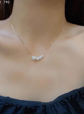 古丽古丽珍珠项链女时尚小众高级感韩版简约百搭纯银锁骨链颈链