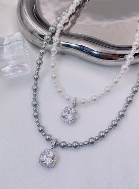 曼塔玫瑰紫大小施家珍珠项链