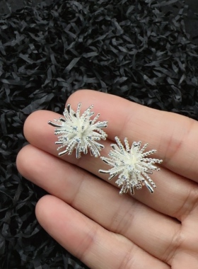 liyin/丽银蒲公英耳钉超闪锆石烟花耳环小众设计轻奢高级感耳饰女