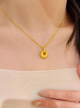 沙金拉丝金坨坨项链女款