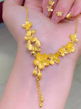 新中式18K金色繁花似锦蝴蝶项链