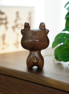 黑胡桃小鹿摆件西施壶小盖置