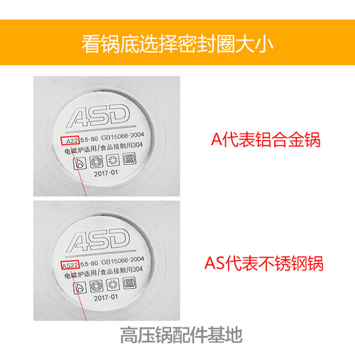 爱仕达不锈钢高压锅密封圈锅盖胶圈压力锅皮圈22 24ASD原装配件 - 图1