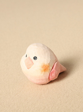 手工木雕鹦鹉摆件治愈系可爱小鸟