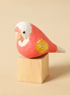 椴木木雕小鸟摆件可爱治愈系解压