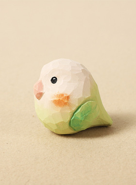 木雕小鸟摆件卡通可爱