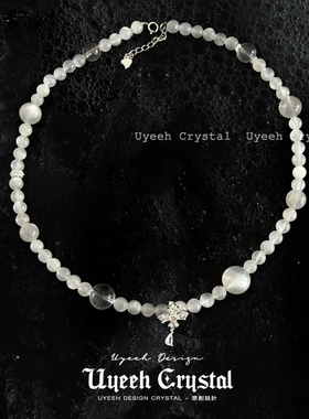 【月蚀】白月光白水晶项链清冷高级小众轻奢十字架chocker锁骨链