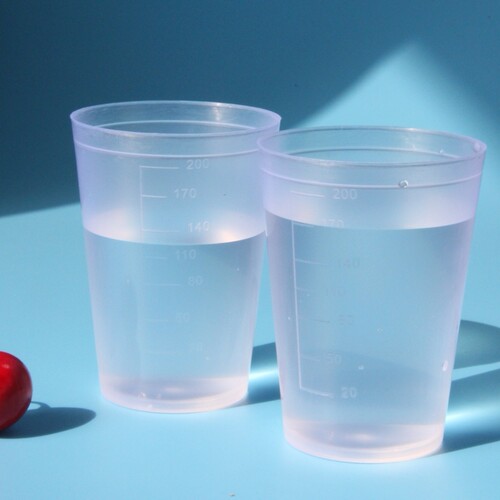 塑料透明小杯子牛奶杯小水杯测量杯口杯带刻度杯200毫升医用杯 - 图0