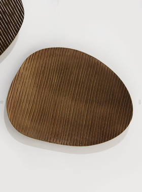 印度进口手工纯铜不规则形状平盘餐盘茶盘果盘 托盘摆件 餐巾扣环